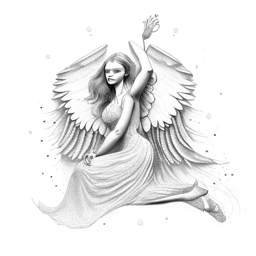 angel falling tattoo design idea