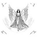 angel falling from sky tattoo design idea