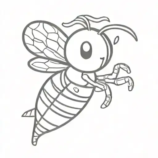 cartoon flying bee side profile tattoo design idea