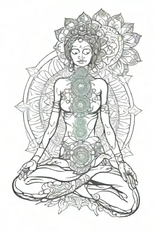 chakras yoga women rising tattoo design idea