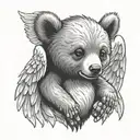 baby bear with angel wings tattoo design idea