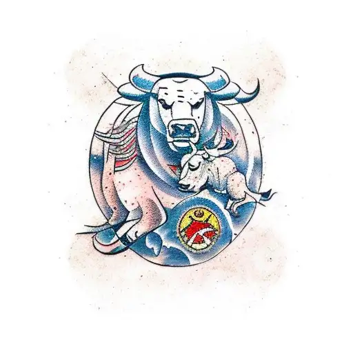 A traditional style tattoo of a bull and a bear locked in combat, representing the constant struggle between buyers and sellers in trading tattoo design idea