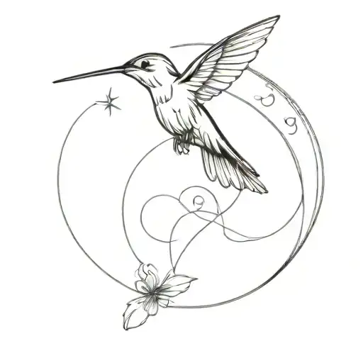 hummingbird and infinity  tattoo design idea