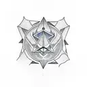 esoteric symbol, pyramids, linework, straight lines tattoo design idea