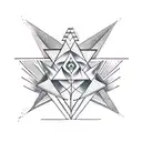 esoteric symbol, pyramids, linework, straight lines tattoo design idea