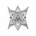 esoteric symbol, pyramids, linework, straight lines tattoo design idea