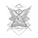 esoteric symbol, pyramids, linework, straight lines tattoo design idea