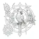cardinal virtues discipline Justice wisdom courage symbols tattoo design idea