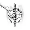 A beautiful intertwined design of two hands holding a pitchfork tattoo design idea