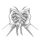 A beautiful intertwined design of two hands holding a pitchfork tattoo design idea
