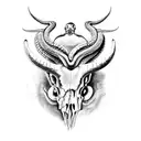 ram skull with snakes and spiders tattoo design idea
