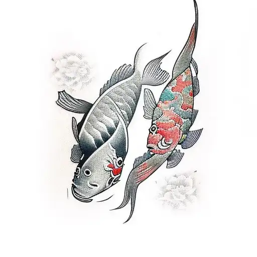 two fish koi  tattoo design idea