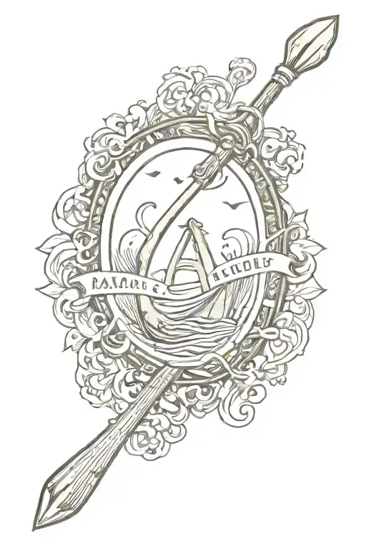 oar with the aquarius sign incorporated tattoo design idea