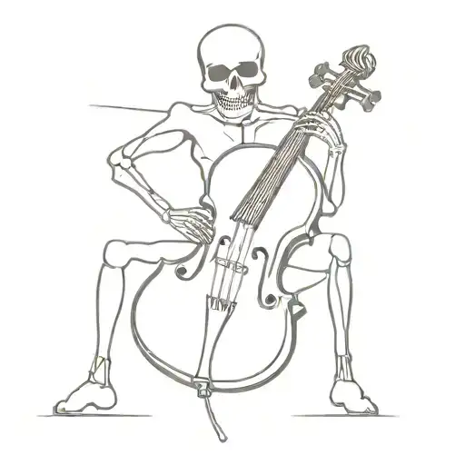 a skeleton with a cello   tattoo design idea