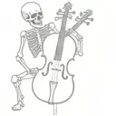a skeleton with a cello   tattoo design idea