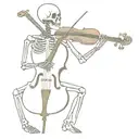 a skeleton with a cello   tattoo design idea