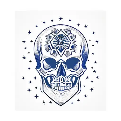 Skull star tattoo design idea