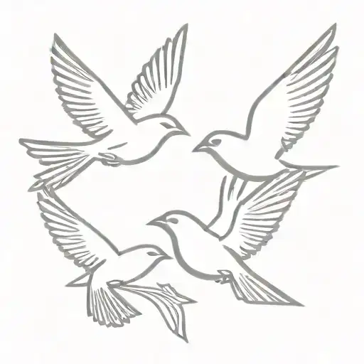 3 flying cardinals flying tattoo design idea