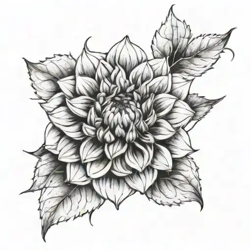 dahlia flower intertwined tattoo design idea