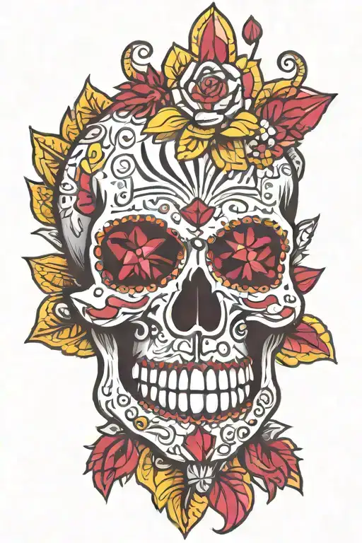 mexican skull ruby diamond tattoo design idea