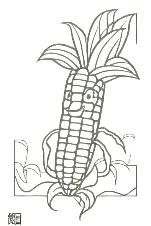 corn cartoon character tattoo design idea
