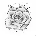 A Cross tattoo with the word sonder in the middle that’s red with roses around the cross tattoo design idea