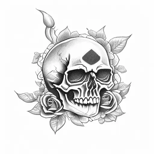 skull with roses tattoo design idea