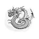 Dragon on fire  tattoo design idea