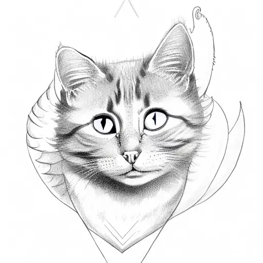 cat, heart,  angel tattoo design idea