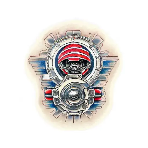 pistons, sparkplugs, gears, wrenches, wheels and tires, exhaust  tattoo design idea
