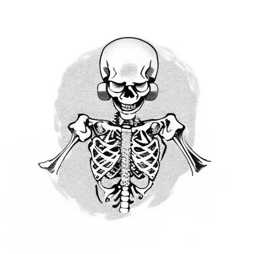skeleton taking pills but the pills are music notes  tattoo design idea