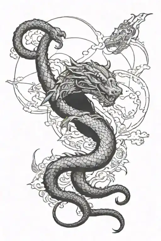 jörmungandr eating atlas holding the world map tattoo design idea