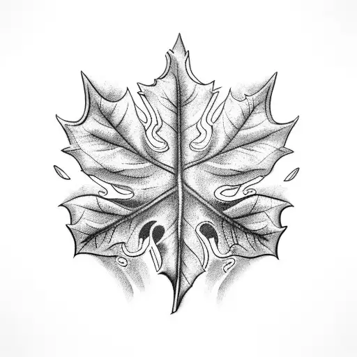 memento mori leaf tattoo design idea