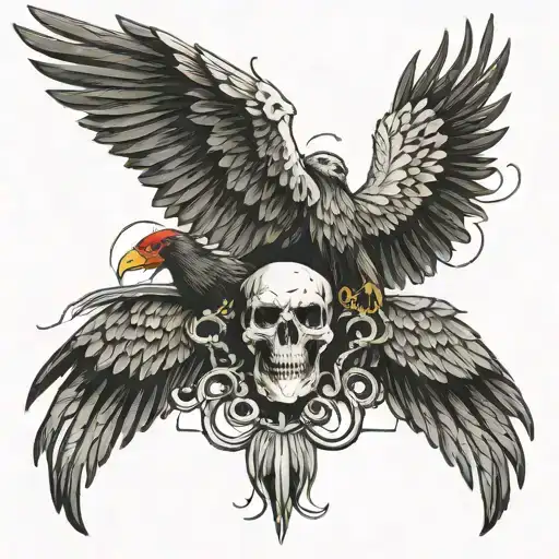 Evil wings in ether beating; Vultures at the spirit eating; Things unseen forever fleeting  Black against the leering sk tattoo design idea