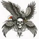 Evil wings in ether beating; Vultures at the spirit eating; Things unseen forever fleeting  Black against the leering sk tattoo design idea