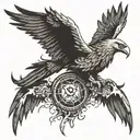 Evil wings in ether beating; Vultures at the spirit eating; Things unseen forever fleeting  Black against the leering sk tattoo design idea