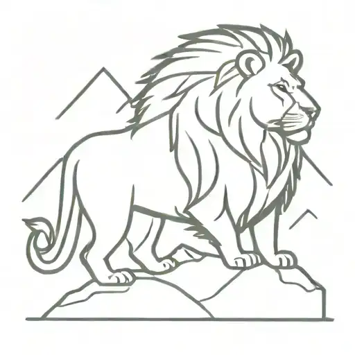 a Lion on a Mountain  tattoo design idea