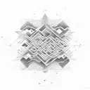 A mountain range morphing into a labyrinth representing the challenges of growth tattoo design idea