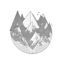 A mountain range morphing into a labyrinth representing the challenges of growth tattoo design idea