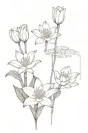 a rectangular lily pond with a stone border tattoo design idea