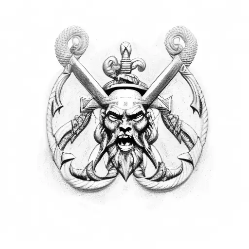 marine corps  with Poseidon trident tattoo design idea