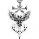 marine corps eagle globe and anchor with Poseidon trident tattoo design idea