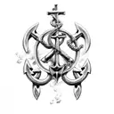 marine corps eagle globe and anchor with Poseidon trident tattoo design idea