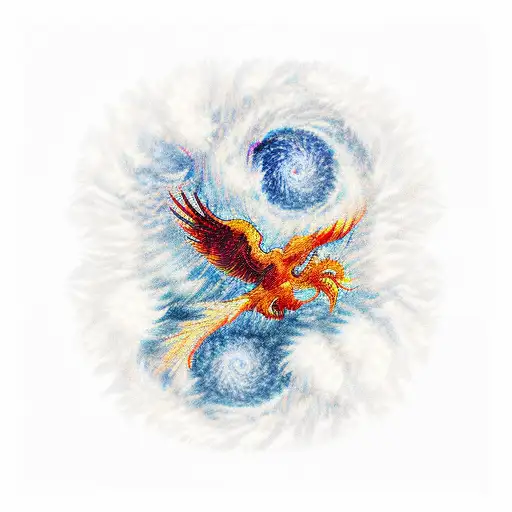 Phoenix and Van Gogh's painting tattoo design idea