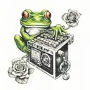 frog playing slot machine tattoo design idea
