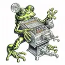 frog playing slot machine tattoo design idea