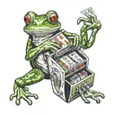 frog playing slot machine tattoo design idea