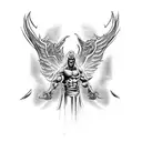 Constantine fighting demon tattoo design idea