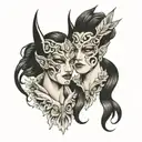 only mask and gemini face tattoo design idea