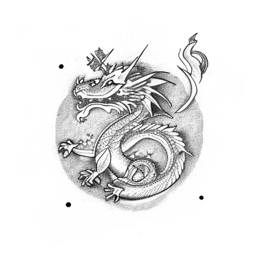 Dragon with Sagittarius constellation  tattoo design idea